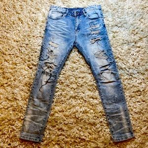 Demin Co Mens 3432 Faded Ripped Jeans 